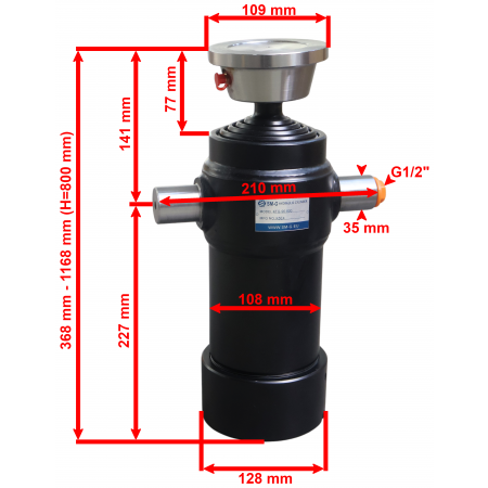 SIŁOWNIK TELESKOPOWY HYDRAULICZNY WYWROTU 7 TON ST-4 SKOK 800 mm